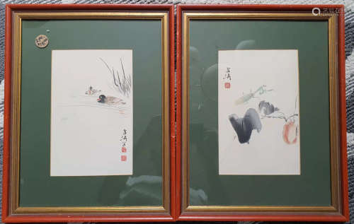 Pair of Hand painting xue tao