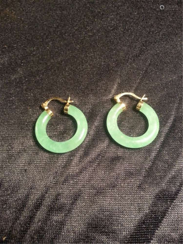 jade W 14k Gold Earrings