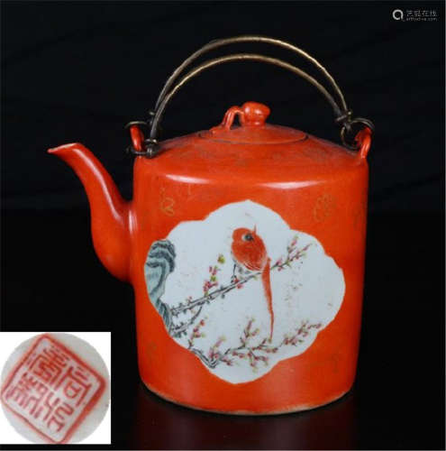 Chinese inron red teapot