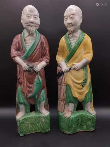 Qing Dynasty A pair of famous sculptures