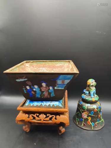 Two pieces of blue burning in Qing Dynasty