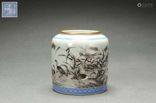 Ink Colored Water Container with Flower and Bird Design, Yon...