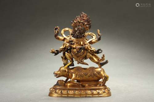 Gilt Bronze Statue of Dharma Buddha