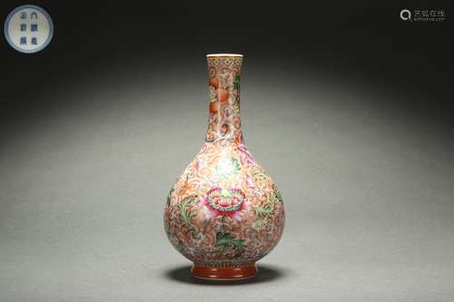 Famille Rose Vase with Floral Design, Yongzheng Reign Period...