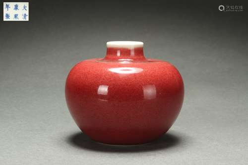 Chinese Red Glazed Apple-shaped ZUN, Kangxi Reign Period, Qi...