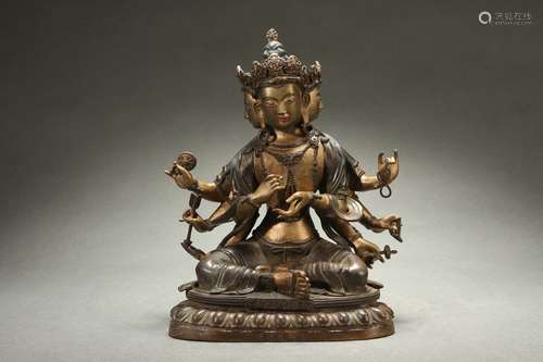 Gilt Bronze Stuatue of Vajrahatu Buddha,Qianlong Reign Perio...