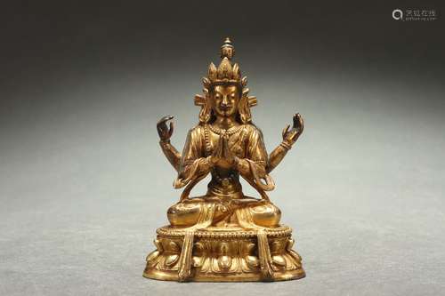 Gilt Bronze Statue of Women Buddha