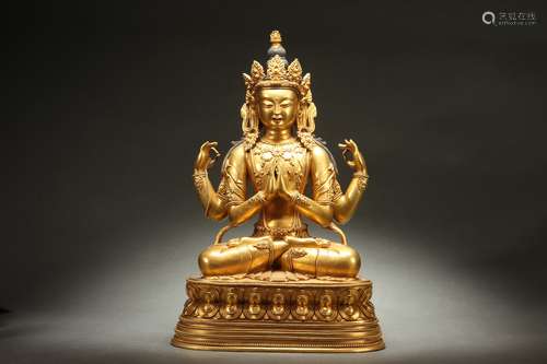 Gilt Bronze Statue of Women Buddha