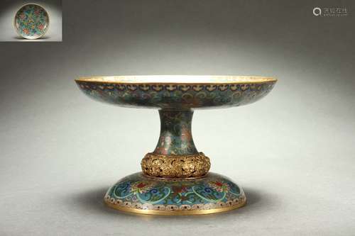 Cloisonne Gilt Offering Dish, Qing Dynasty