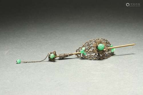 Bronze Hairpin with Jadeite Inlaid