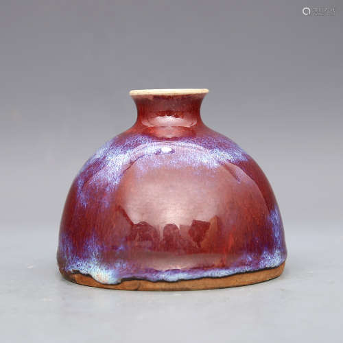 Qing Dynasty Kiln Changed Cowpea Red Horseshoe Bottle H 7.50...