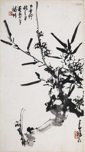 赵少昂、董寿平 乙丑（1985年）作·双清图 纸本水墨 镜芯