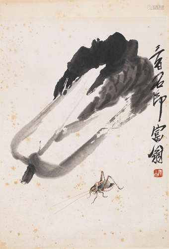 齐白石（1864-1957）·白菜秋虫 纸本设色 镜心