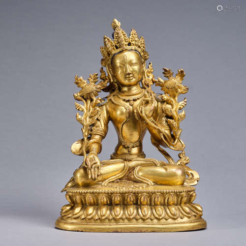 A gilt-copper alloy figure of 'White Tara' Tibet,Qing dynast...