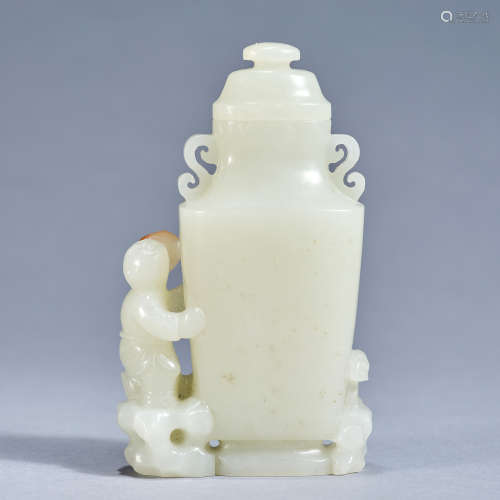 A jade 'boy' vase group Qing dynasty