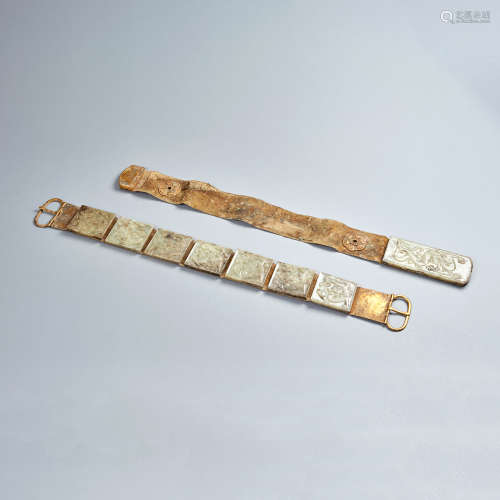 A gilded belt inlaid jade, Liao dynasty