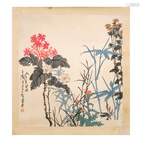 Pan Tianshou (1897 -1971) . Flowers Blossoms,ink and colour ...