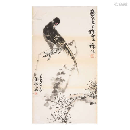 Li Kuchan (1899 - 1983).Golden Pheasant,ink and colour on pa...