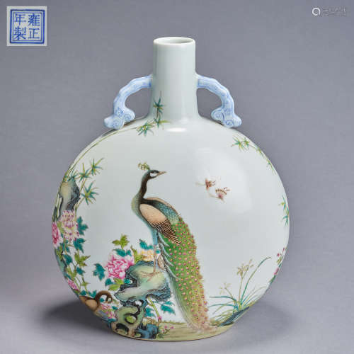 A famille-rose 'floral,butterlies and poem' vase, Qing dynas...