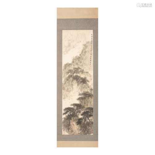 Fu Baoshi(1904 - 1965)Landscape,ink on paper,size 121cm*35cm...