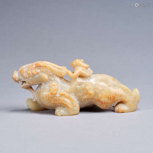 A jade 'mythical beasts' group,Han dynasty