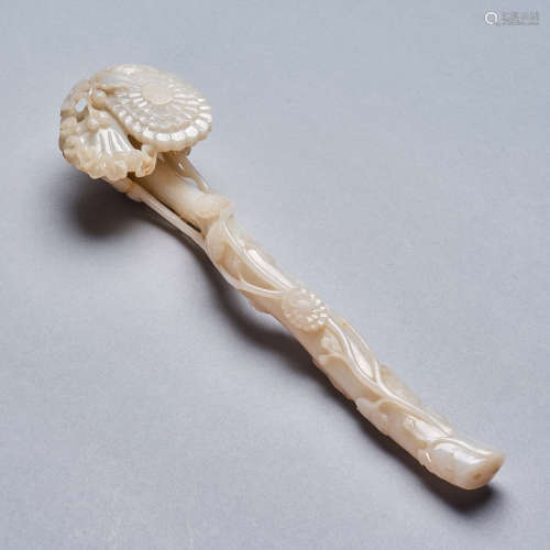 A jade 'floral' Ruyi scepter,Qing dynasty