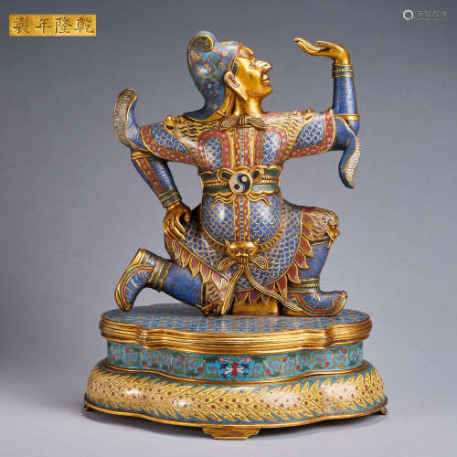 A cloisonné enamel and gilt-bronze figure,Qing dynasty,Qianl...