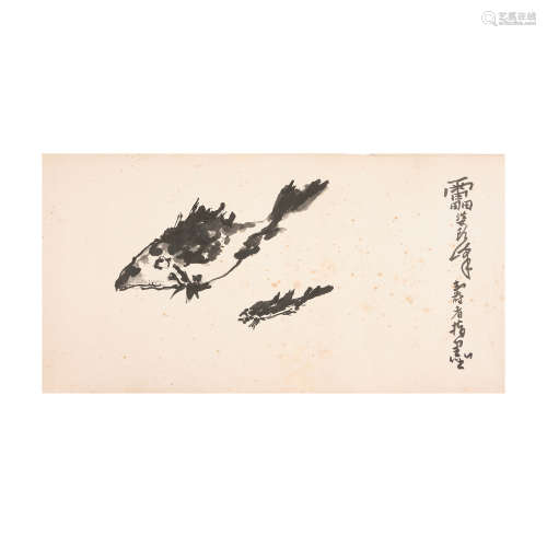 Pan Tianshou (1897 -1971) .Double Fish,ink on paper,size 86c...