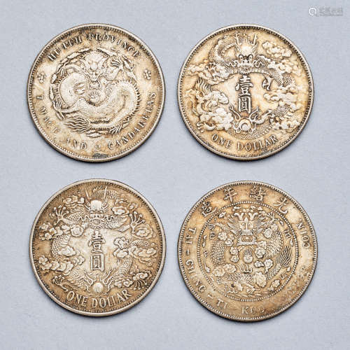 Ancient Chinese pure silver coins,Qing dynasty,a set of four