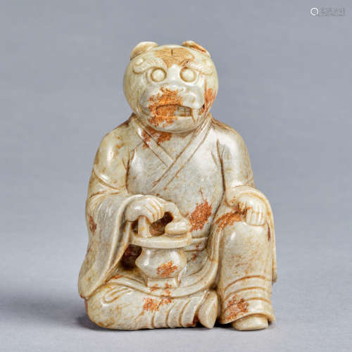 A jade carving of 'God of Tiger',Qing dynasty