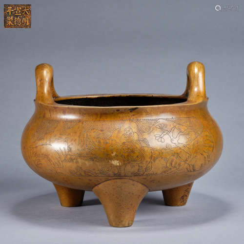 A bronze tripod incense burner, Ming dynasty,Xuande mark