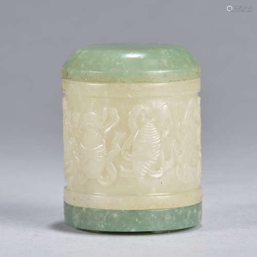 A separated jade Buddhist relics box,Qing dynasty
