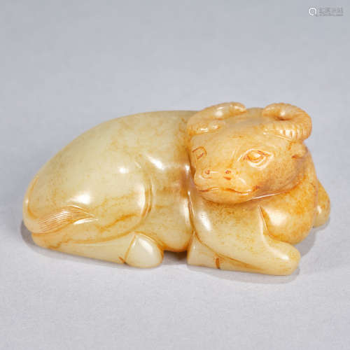 A jade carving of ox,Qing dynasty