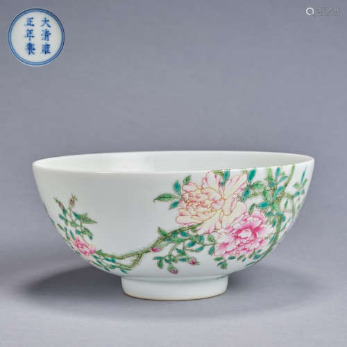 A famille-rose 'floral' bowl, Qing dynasty, mark and period ...