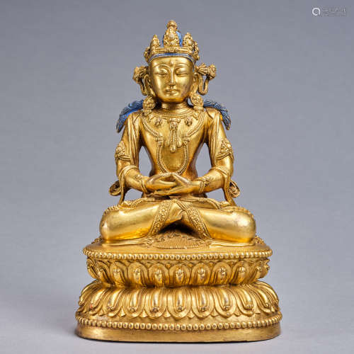 A gilt-copper alloy figure of Buddha Tibet,Qing dynasty