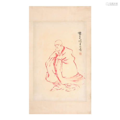 Pan Tianshou (1897 -1971) . Figures of Buddha,cinnabar ink o...