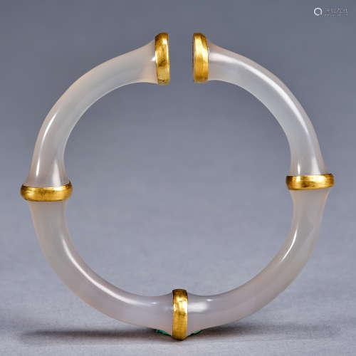 A gilded silver agate bracelet，Liao dynasty