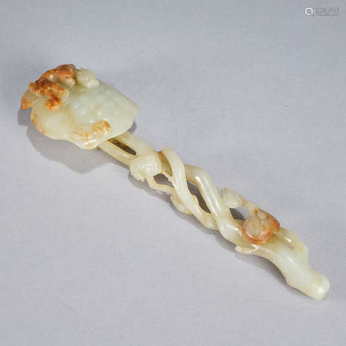 A carved jade 'chilong dragon and pomegranate' Ruyi sceptre ...