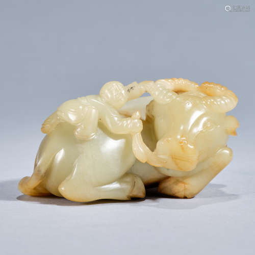 A jade 'boy and buffalo' group ,Qing dynasty