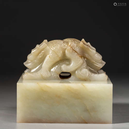 A Khotan jade 'dragon' seal,Qing dynasty