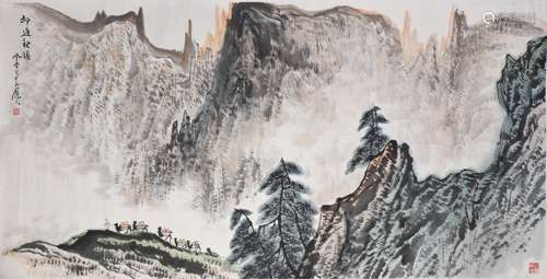 A CHINESE SCROLL PAINTING OF LANDSCAPE