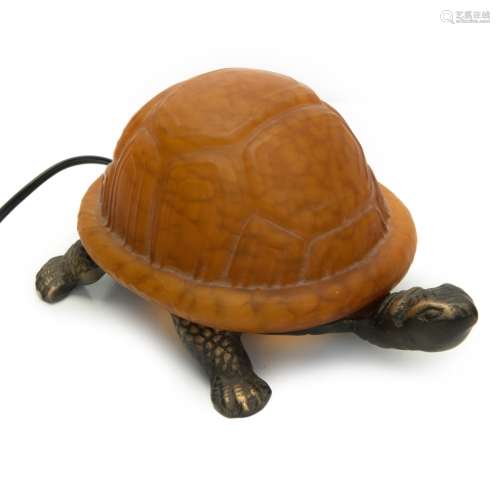 AMBER STAINED GLASS TURTLE LAMP