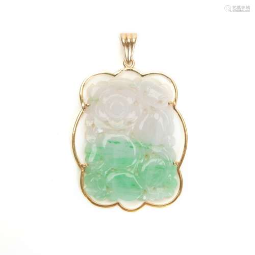 CHINESE JADE JADEITE 14K GOLD PENDANT