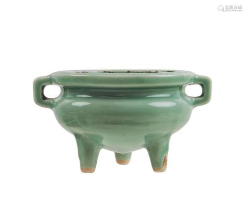 Chinese Longquan celadon tripod censer