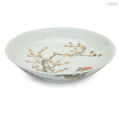 CHINESE FAMILLE ROSE DISH BLOSSOMS ON BRANCH