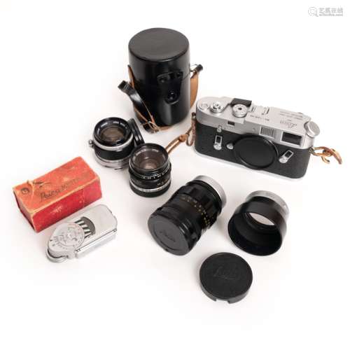 Leica M4 Silver Camera 1 Len, Meter & 2 Canon Lens