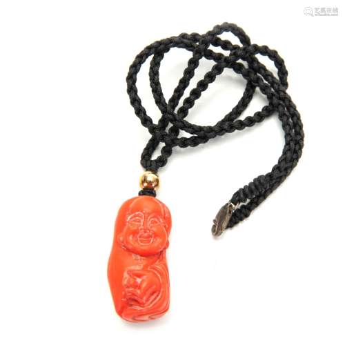 CARVED CORAL BUDDHA PENDANT