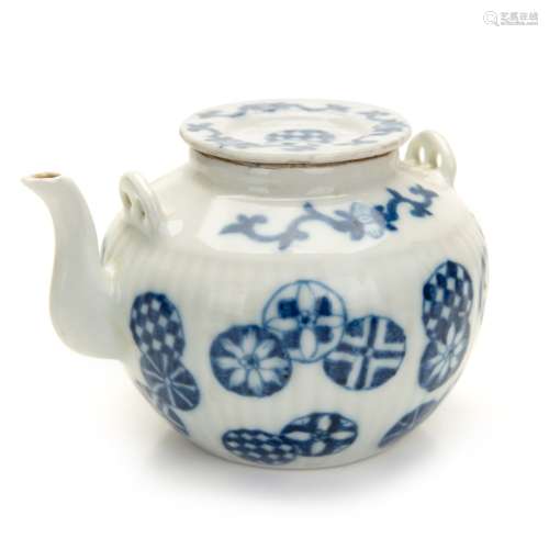 CHINESE BLUE AND WHITE PORCELAIN TEA POT