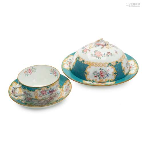 ENGLISH PORCELAIN MINTON COVERED CUP AND SAUCER
