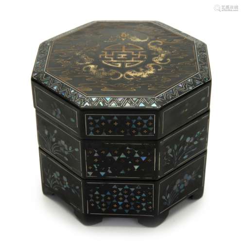 CHINESE MOTHER OF PEARL WOOD BOX